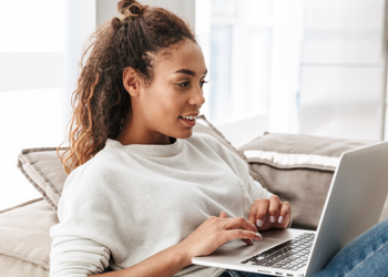 woman using laptop